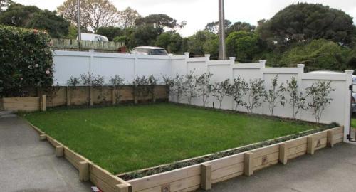 Retain lawn, gardens and square off your fence line from post to post this creates a formal appearance.