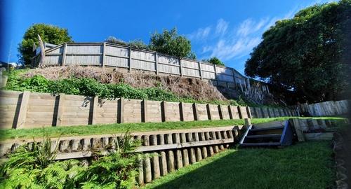 Bank From Distance Unattractive back yard with lots of maintenance