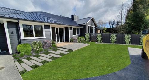 Flat Entrance Landscape with privacy in mind by building a gated fenced area