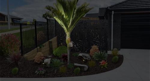 Inside Left Garden Lighting on the palm gives height and warmth