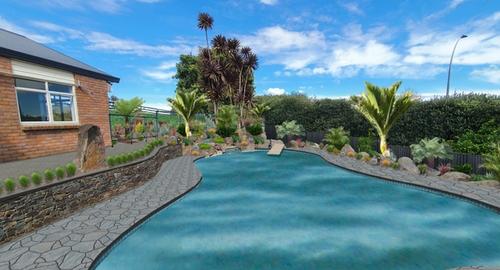 Pool Feature Garden Planting a sub-tropical/native garden to give colour & height