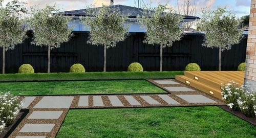 Towards Entry of House Contemporary/ Mediterranean landscaping