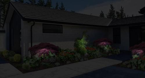 Front of House @Night Soft welcoming entry as well giving added security.