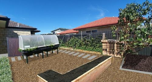 Vege Area Stepping stones, weedmat & pebbles is a good start