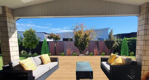 Deck Area Looking Out Extending the deck, feature wall & extra planting.