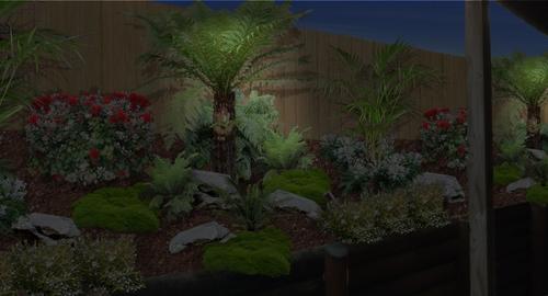 View From Lounge Night lighting lights up the outdoors when your inside looking out