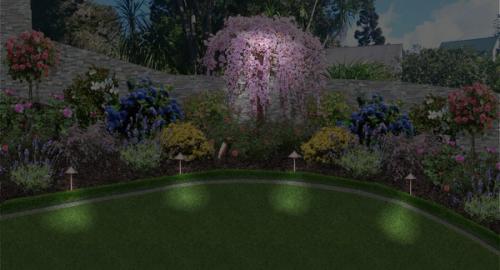 Night lighting creates gentle light at admire garden
