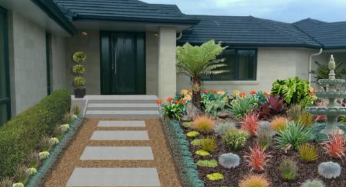 Create a warm and structured entrance using foliage colour and shape
