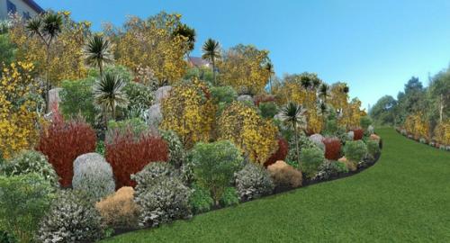 With hardy native planting, creating canopy levels with foliage colour & texture. The native birds now have another area to visit.