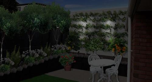 Small Courtyard Bringing the night time alive instead of looking out into darkness. Create interesting features and at the same time giving you added security.