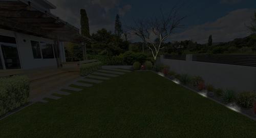 Front Garden @ Night The tree trunk and branches are highlighted while it is deciduous. Once the tree is in full leaf the foliage will then be highlighted.