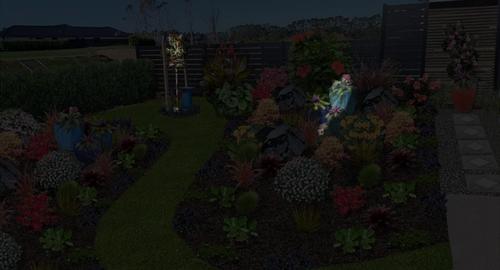 Small Courtyard with Feature Tree @ Night Feature tree & pot @ night creates interest